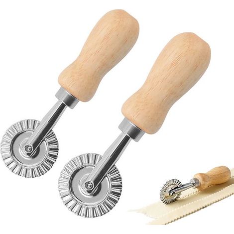 Ruota per pasta in 2 pezzi, taglia pasta, taglia pasta a tasca, taglia pizza, taglia lasagne, taglia pasta ondulata, ruota da taglio con rullo rotondo, G lungo (1/5)