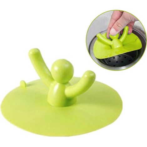 Bouchon de bonde anti-odeurs pour cuisine, salle de bain et baignoire (Vert) lot de 5 (1/5)