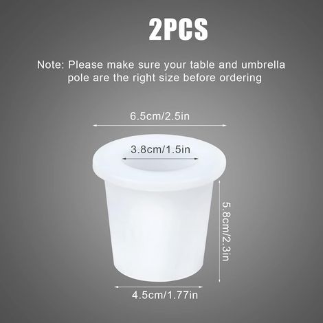 AIEX 2pcs Anneau de Trou de Parapluie de Table, Silicone Souple Anneau Table Parasol pour 5cm à 6,4cm Trous de Table de Patio 3,8cm et Petits Poteaux de Parapluie (Noir, Blanc) (1/4)