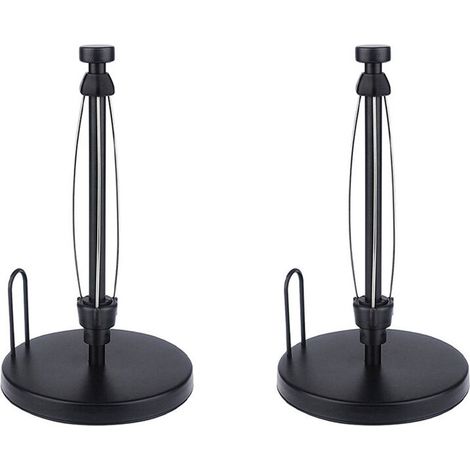 2 soportes para toallas de papel de encimera, con sistema de trinquete para cocina y baño, color negro.