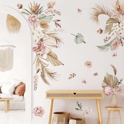 Stickers Muraux Feuilles Palmier Boho Autocollants Muraux Fleurs (1/5)