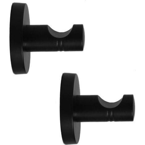 Set di due ganci per accappatoio e asciugamani da muro gancio appendino nero opaco con viti e fisher (1/3)