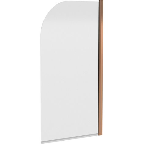 Nuie Pacific Brushed Bronze Profile Round Top Hinged Bath Screen 1430mm H x 790mm W - 6mm Glass