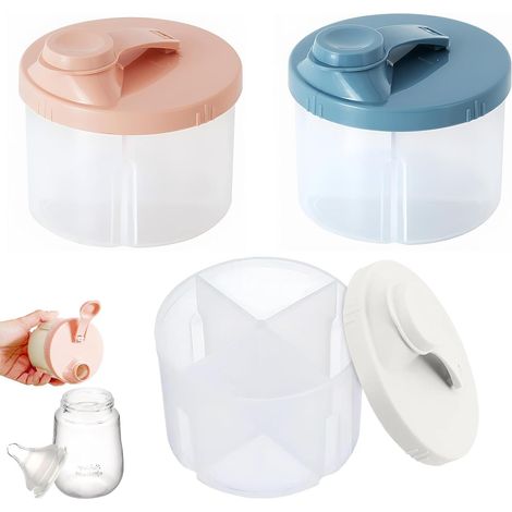 Juego de 3 dispensadores de leche para bebés, caja dispensadora de leche en polvo, contenedor portátil para almacenar leche en polvo y suplementos. (1/5)