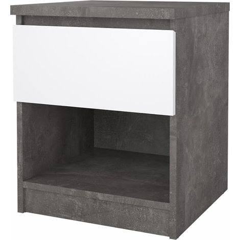 Nachttisch mit Schublade Schlafzimmer weiß grau 40,40 x 40 x 49,5 h (1/2)
