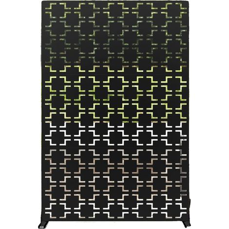 Mampara de privacidad, construcción metálica, diseño moderno, color negro. (1/2)