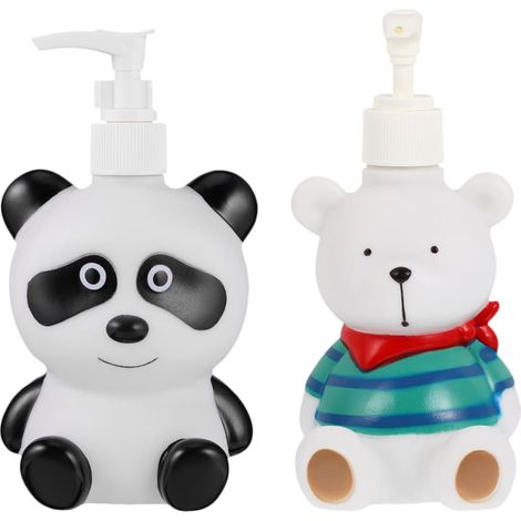 2 Stück Pack 300ml Nachfüllbare Cartoon Shampooflaschen aus Vinyl Lotionspender mit Druckfunktion Reisebegleiter und Dekoration für Hotel und Unterwegs (1/5)