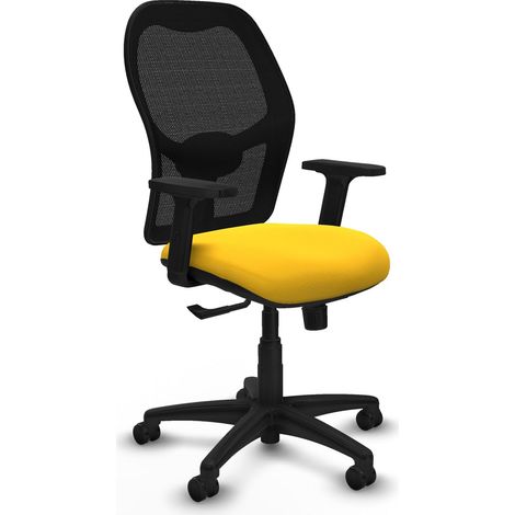 Silla ergonómica piqueras y crespo malla negra cuero sintético amarillo (1/2)