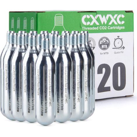 Cartouches de CO2 Filetées 16g pour Gonflage de Pneus de Vélo Route et VTT Boîte de 20