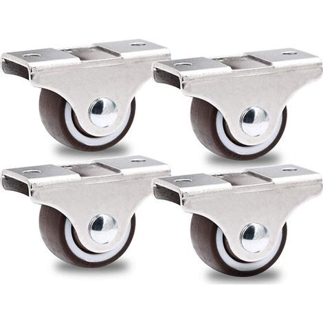 Set of 8 mini 25mm rubber casters fixed in a swiveling metal housing - For furniture, household appliances and equipment (1/4)