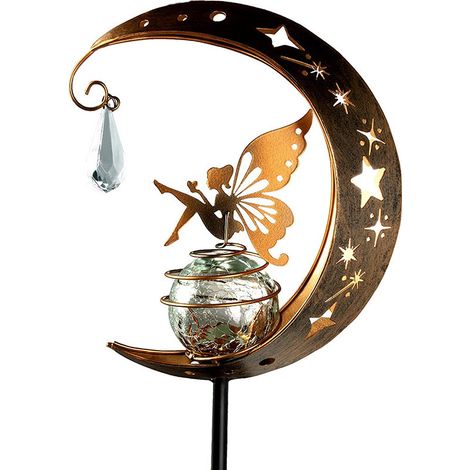 Lampe solaire décorative extérieure, lampe lune en métal pour jardin, allée, pelouse, terrasse, balcon, cour (1/5)