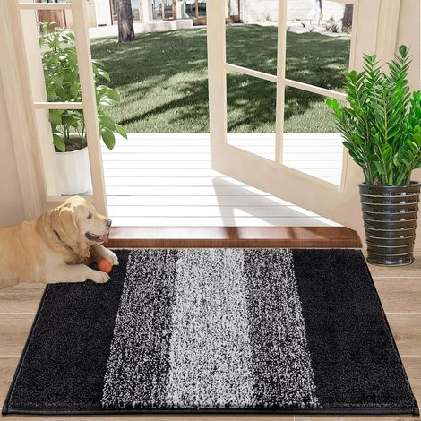 Felpudo, felpudo de interior, felpudo de exterior, felpudo antideslizante, felpudo absorbente, alfombra de entrada (negro, 50 x 80 cm) (1/3)