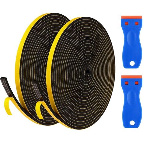 Set of 2 Hob Sealing Tape, 9 mm x 2 mm x 3 m Induction Hob Seal Including Ceramic Glass with Small Scraper, Waterproof Self-Adhesive Waterproof Kitchen Sealing Tape (1/5)