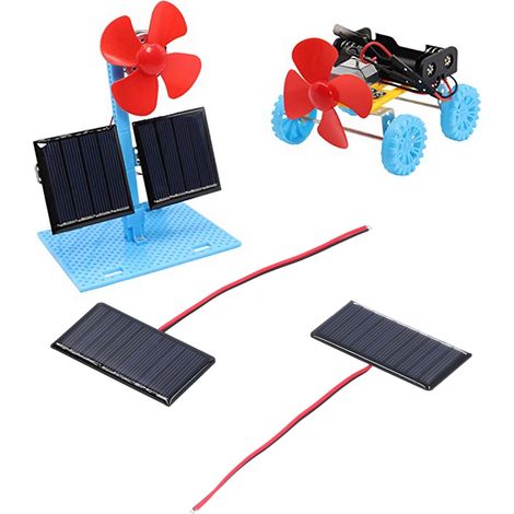 2 x 0,3 W 5 V Solarzellen mit Kabel, Epoxid-Solarplatte, Platte für selbstgebautes Solarspielzeug, 68 x 36 mm (1/5)