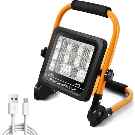 Heilmetz Projecteur Chantier LED 50W, 700LM Projecteur de Chantier, IP65 Imperméable, Rotation à 360°, Lampe Chantier à Luminosité Réglable, Câble de avec Prise (1/5)