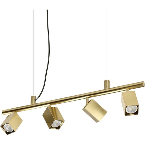 Ideal Lux DYNAMITE Suspension carrée en laiton avec 4 ampoules GU10