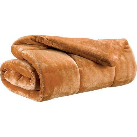 VIVARAISE - Jeté de lit Betender en polyester, couleur Ocre - 225 x 260 cm