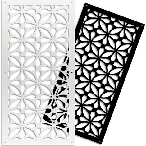 SAMURA - Panneau ajouré en PVC - Brise-soleil - Couleur : noir - Dimension : 50x150 cm