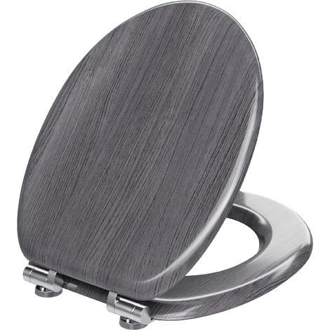 WOLTU Wooden Toilet Seats Soft Close WC Seat Hinge Ideal for Standard Toilet Grey Maple