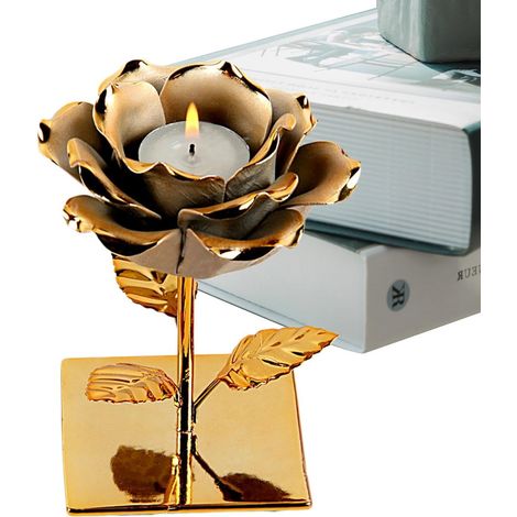 Bougeoir Floral Centre De Table Fleurs Artificielles Bougeoir Pour Bougies Chauffe-Plat Artisanat Pour Noël, Saint-Valentin, Mariages, Anniversaires De Mariage, Anniversaires, (1/5)