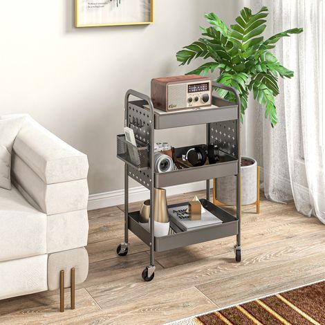 Mueble almacenamiento con ruedas y cestas gris oscuro OKMYHOME (1/4)