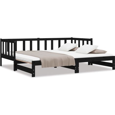 Maison Exclusive - Lit coulissant sans matelas noir 2x(90x190) cm (1/5)