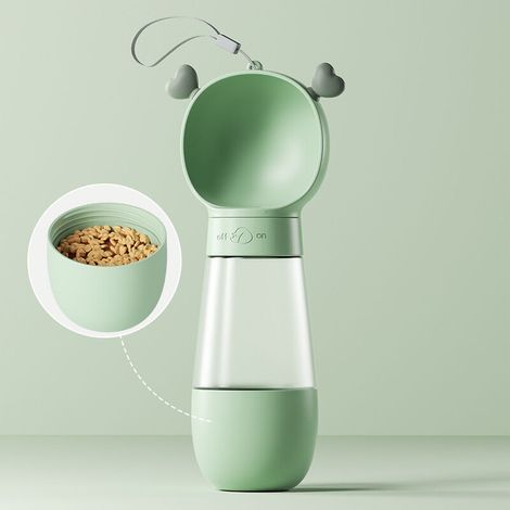 Fontaine à boire pour chien Gourde pour chiens de marche Convient pour les chiens et les animaux de compagnie Randonnée et camping(Eau potable verte+alimentation-350ml+200ml) (1/5)