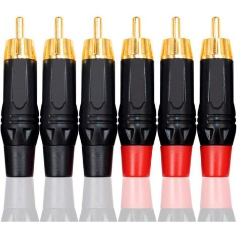 6 Pièces Fiches Mâles RCA, Fiches à Souder Plaquées or Phono Audio, Connecteur de Câble Jack RCA (1/5)