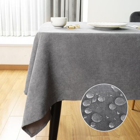 Nappe lavable 120x120 cm gris clair rectangulaire déperlante facile d'entretien