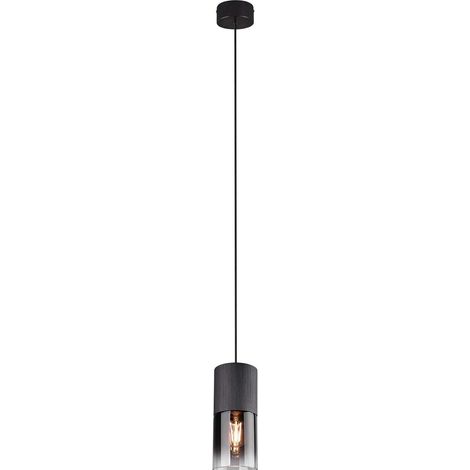 Suspension Métal noir mat et verre fumé E27 non incluse ( Diametre - 8cm) (1/5)