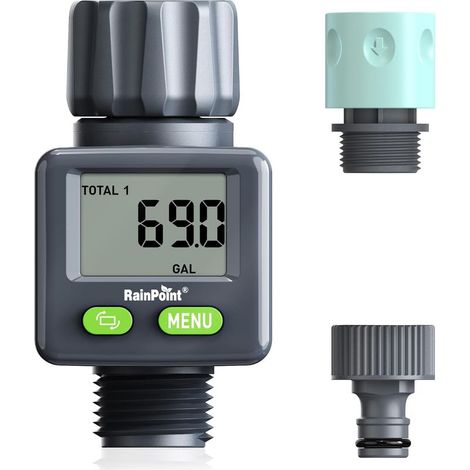 RAINPOINT Wasserzähler – 180° drehbarer digitaler Durchflussmesser für den Garten, 4 Verbrauchssteuerungsmodi, komfortabel und präzise (1/5)