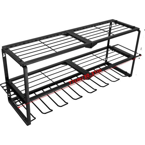 Organizador de herramientas, diseño de montaje en pared, almacenamiento multifuncional, negro. (1/2)