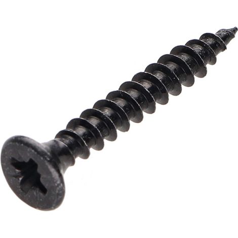 VBA Vis bois agglo Tête fraisée Pozi N°1 3X30 Filetage total Acier zingué noir microvis-100 pièces