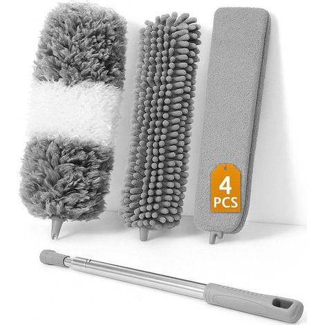 Plumeau télescopique avec manche télescopique - Pelle à poussière - Ensemble lavable et rotatif de 4 pièces - Jusqu'à 250 cm - (1/5)
