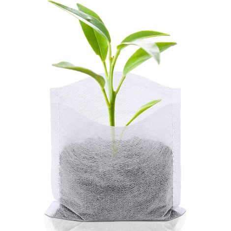 Sacs de semis, 200 pièces par paquet, en tissu non tissé, adaptés à la plantation de légumes, de fleurs, de fruits et de jeunes arbres (12 cm 12 cm). (1/5)