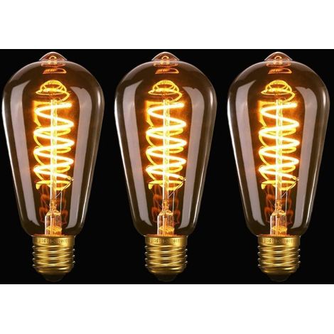 E27 ST64 Vintage Edison LED-Glühbirne, 4 W flexibler, spiralförmig gebogener LED-Glühfaden, E27 dekorative Glühbirne, antikwarmweiß (2200 K), entspricht 40 W, für Cafés, Wohnungen, Bars und Restaurant
