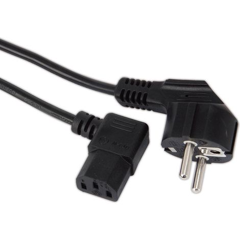 GOOBAY Kaltgerätekabel mit Winkelstecker, 2m, schwarz