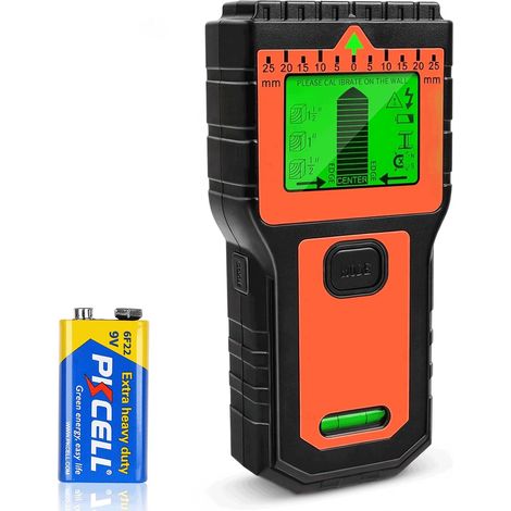 Détecteur de câbles Multifonction avec écran LCD et Alarme Acoustique détecteur de câbles pour murs, bois, lignes CA, support métallique, câbles, poutres et tuyaux (orange) (1/5)