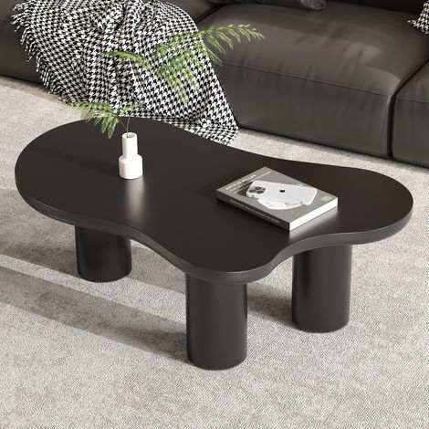 Table basse irrégulière en forme de nuage, 107 cm de long, 66 cm de large, 40,5 cm de haut, plateau en MDF et pieds en PVC, avec patin en feutre (1/5)