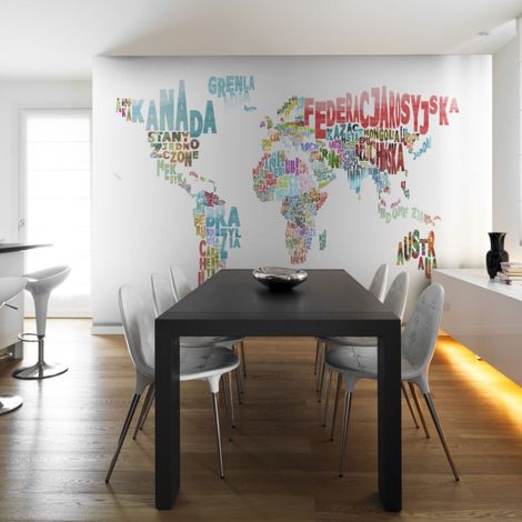 Papier Peint "Carte Monde en Français" 154 x 200 cm (1/2)