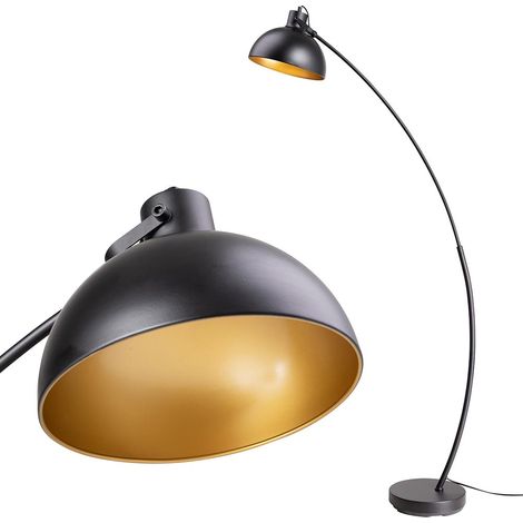 Lampada Arco Piantana Terra Design Moderno Industriale Metallo Luce E27 Nero Oro (1/6)