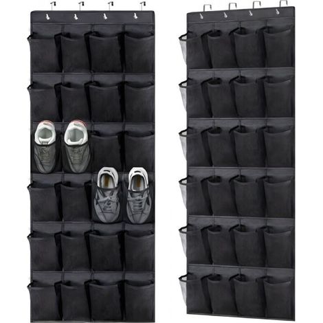 Sac de rangement pour chaussures noir suspendu, 56150cm, lot de 2, fixation murale, pour usage domestique. (1/5)