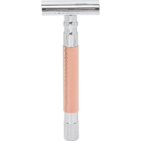 Rasoir de sûreté double tranchant manuel pour homme, manche long en alliage de zinc, teinte cuivre, sans lame (1/5)