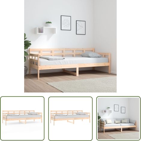 The Living Store Lit de jour sans matelas bois de pin massif 80x200 cm - Lit De Jour - Lit Invité - Canapé Lit - Meuble Bois - Lit En Bois (1/5)
