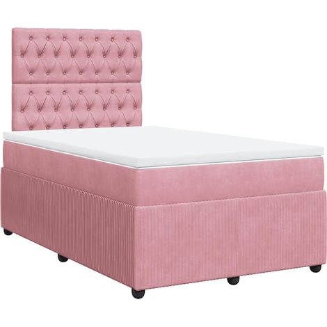 Maison Exclusive - Sommier à lattes de lit avec matelas rose 120x190 cm velours (1/5)