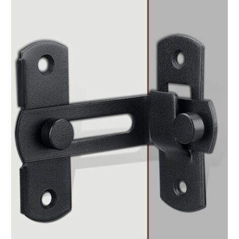 Pair Ahlsen Verrou de Porte Coulissant Loquet de Porte à 90 Degré avec Vis Serrure de Porte Boucle de Verrouillage à Angle Droit, Finition Noir Mat en Acier Inoxydable (1/5)