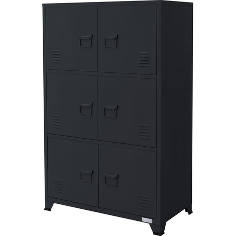 ML-Design Schedario da Ufficio 75x40x120,5 cm Antracite in Acciaio Mobile a 4 Gambe Armadietto in Metallo 6 Ante 3 Scomparti Interni Armadio Industriale Portadocumenti in Acciaio di Stoccaggio (1/5)