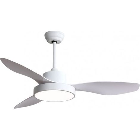 TODOLAMPARA - Ventilatore da soffitto de con luce LED 40W modello HAYATE Bianco, 3 tonalità de luce con memoria, 3 pale, 3 velocità,  telecomando, timer, dimensioni medie (1/4)