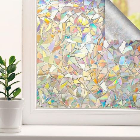 45 x 200 cm Rainbow Window Privacy Film, Static Cling Mosaic Glass Film (1/5)