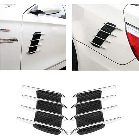 prise d'air capot voiture, Couvercle d'évent de débit d'air, paire de capot extérieur de voiture côté prise d'air débit évent requin branchies sortie autocollant décoratif (1/5)